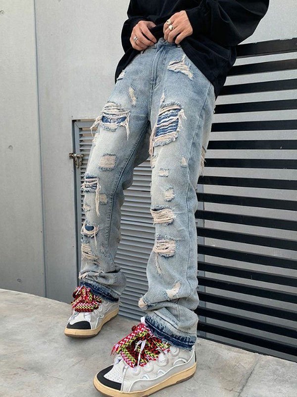 EMMIOL Jeans im Used-Look mit ausgestelltem Bein für Herren