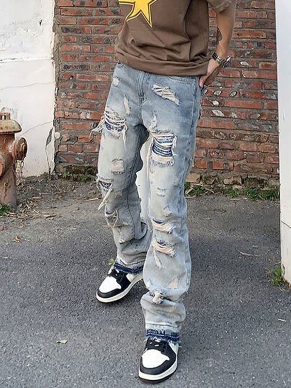 EMMIOL Jeans im Used-Look mit ausgestelltem Bein für Herren
