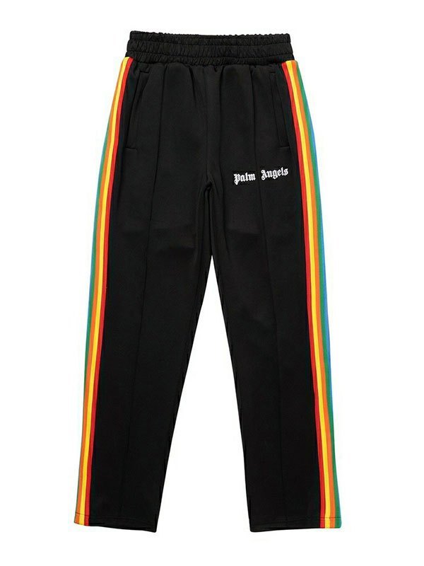 EMMIOL Men's Rainbow Striped Logo Jogger Pants