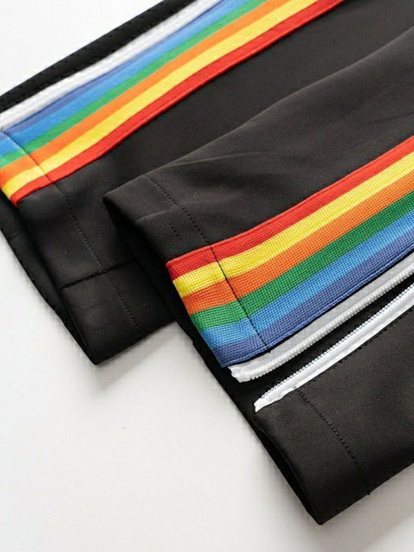 EMMIOL Men's Rainbow Striped Logo Jogger Pants