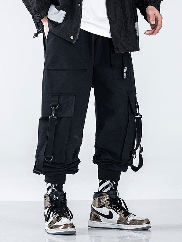 EMMIOL Men's Buckle Strap Detail Cargo Pants