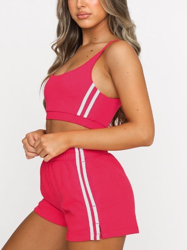 EMMIOL Stripe Paneled Sweat Shorts Set