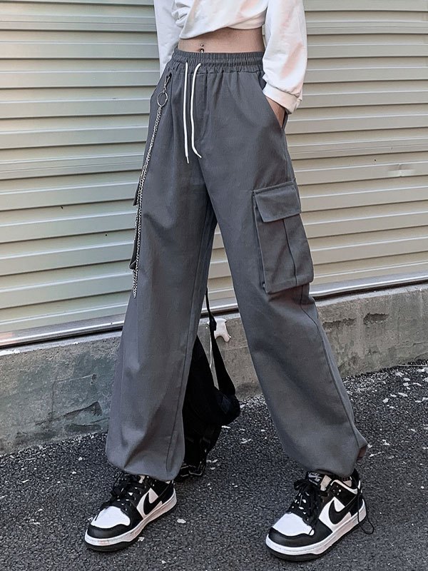 Chain Embellished Strap Straight Leg Pants main image 0