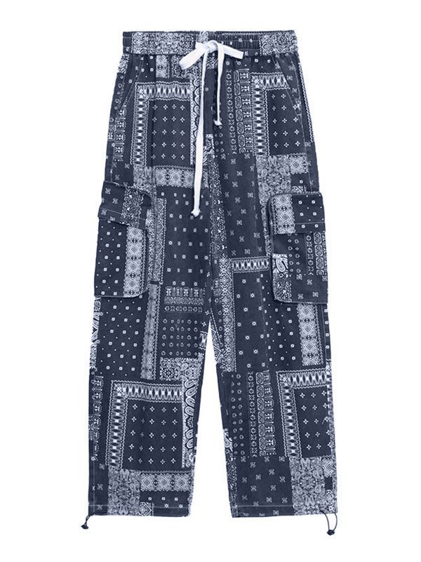 EMMIOL Men's Patchwork Paisley Print Pants