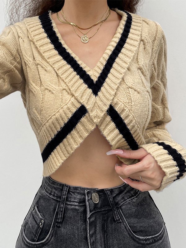 criss cross crop sweater