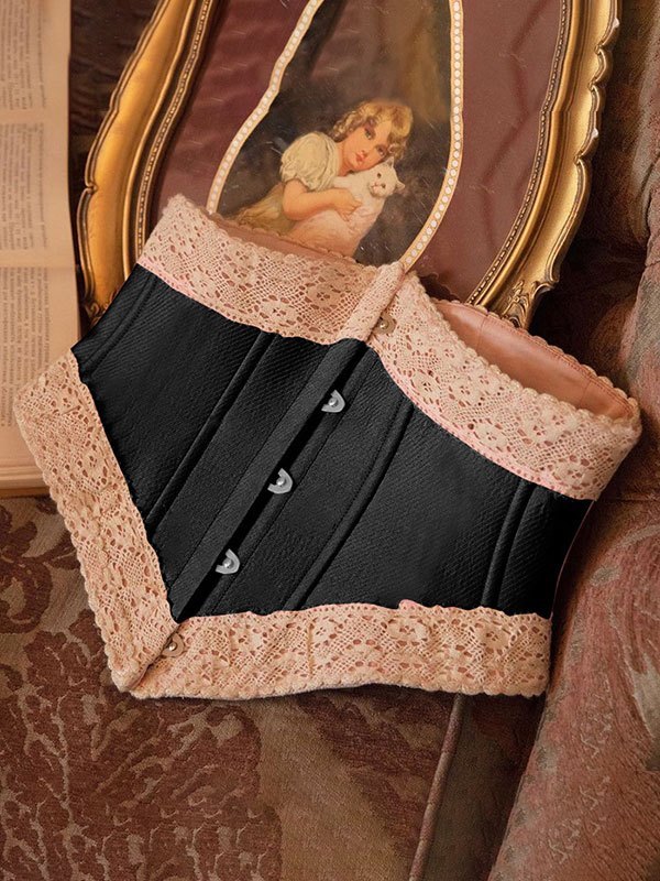 EMMIOL Tie Back Lace Paneled Corset Top