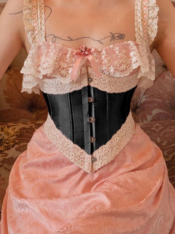 EMMIOL Tie Back Lace Paneled Corset Top