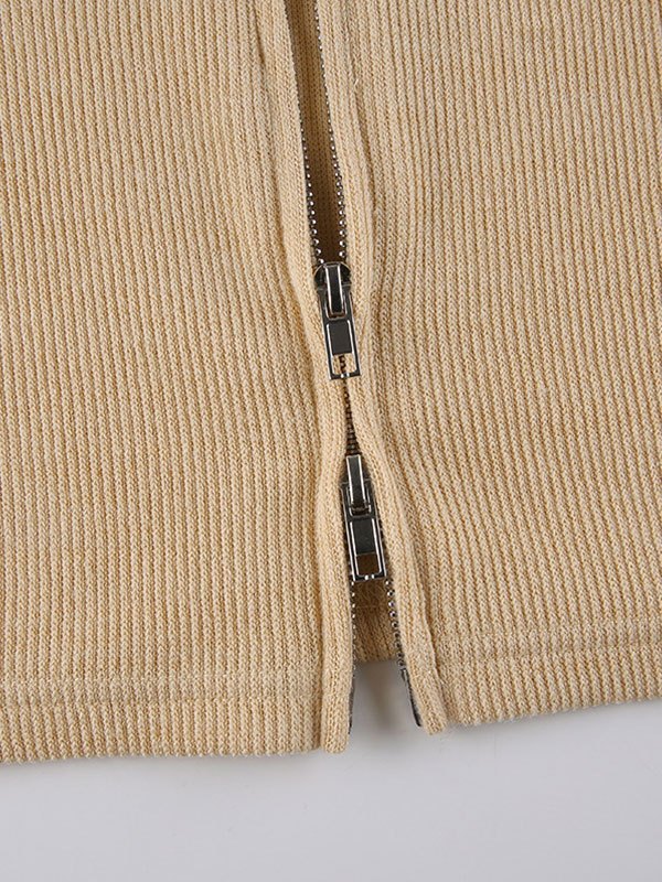 EMMIOL Kurze Strickjacke mit Faux-Leopard-Kragen