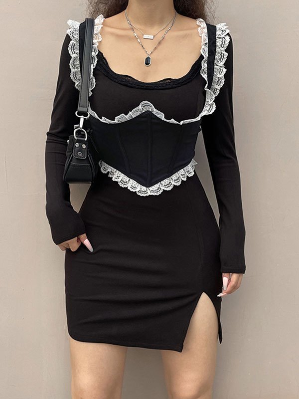 EMMIOL Patchwork Lace Corset Top