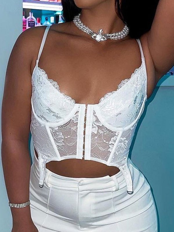 EMMIOL Criss Cross Back Lace Corset Top