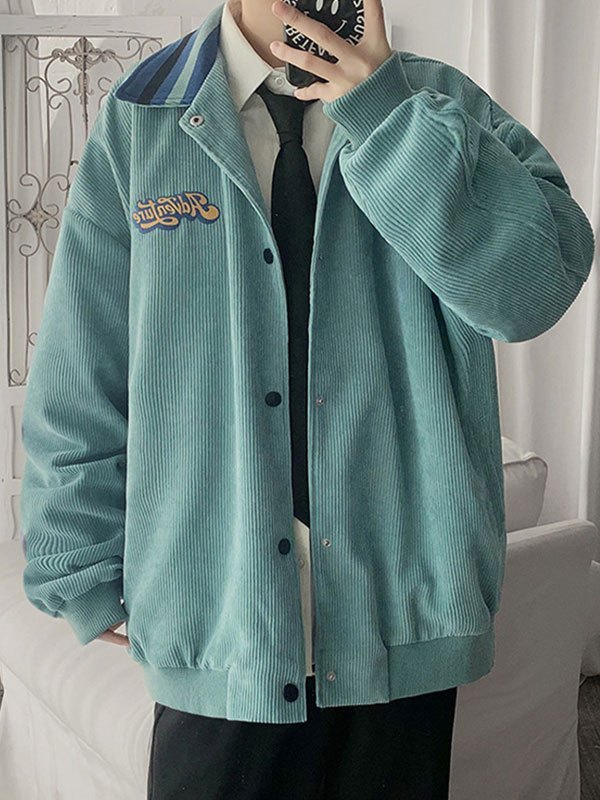 EMMIOL Herren Cordjacke mit Print im College