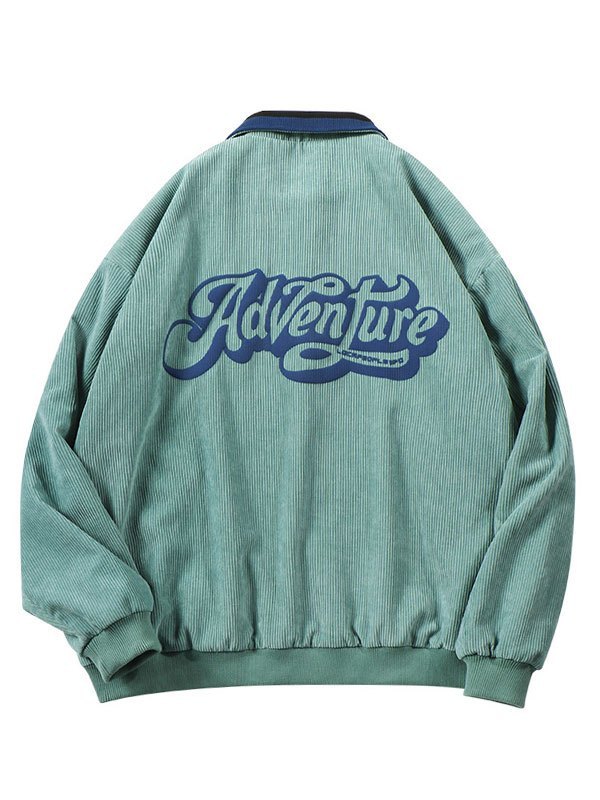 EMMIOL Herren Cordjacke mit Print im College