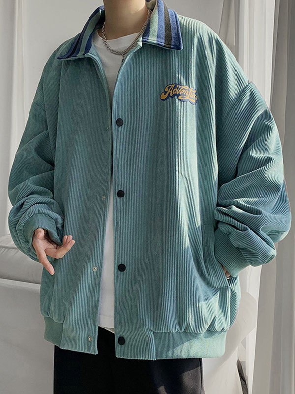 EMMIOL Herren Cordjacke mit Print im College