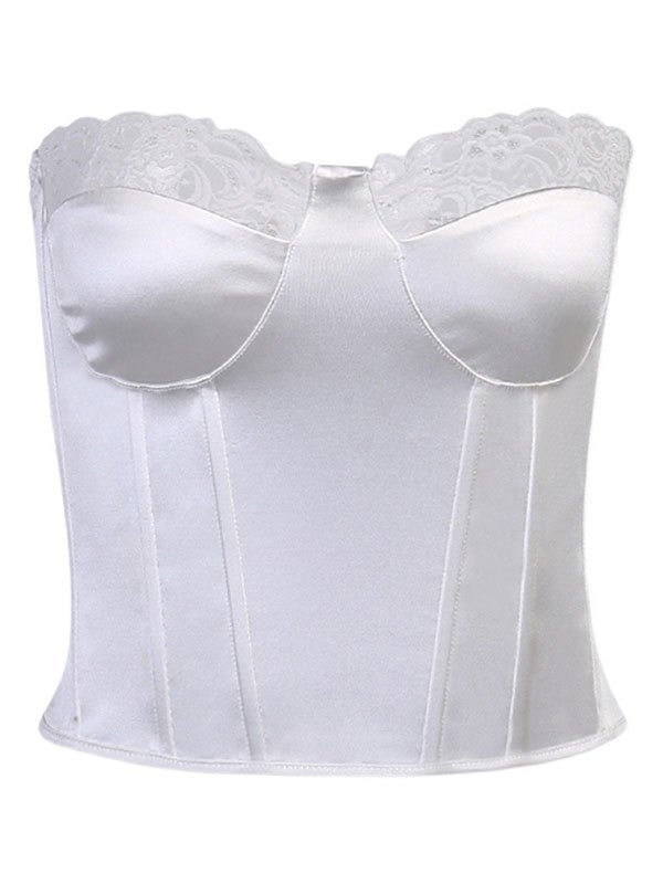 EMMIOL Top bandeau estilo corsé con paneles de encaje