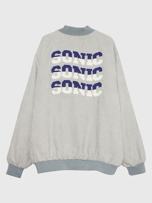 EMMIOL Corduroy Toweling Embroidered Varsity Jacket
