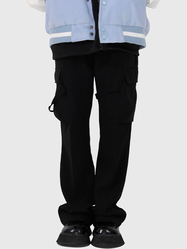 EMMIOL Pantalones cargo de campana con detalle de correa