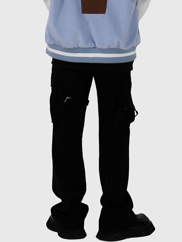 EMMIOL Pantalones cargo de campana con detalle de correa