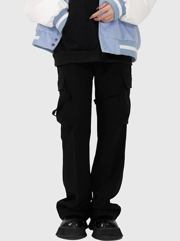 EMMIOL Pantalones cargo de campana con detalle de correa