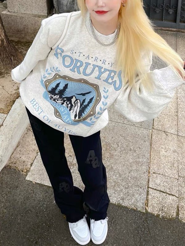 EMMIOL Starry Mountain Oversize-Sweatshirt