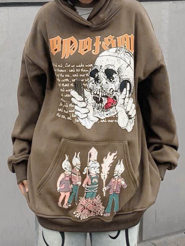 EMMIOL Skull Graphic Oversize Hoodie