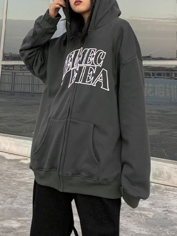 EMMIOL Embroidery Letter Oversize Hoodie