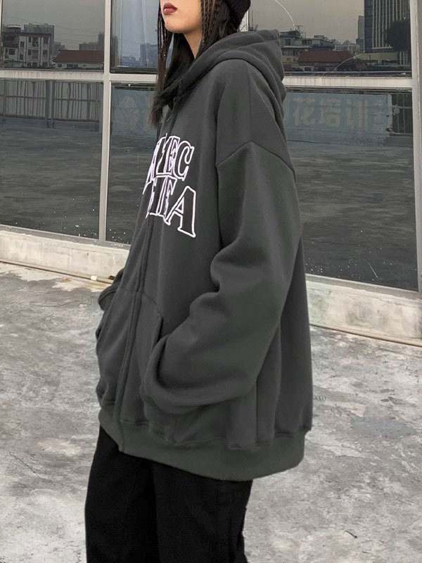 EMMIOL Embroidery Letter Oversize Hoodie