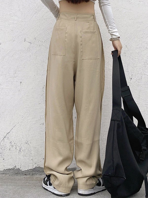 EMMIOL Pantalones de pierna recta con bolsillo del revés