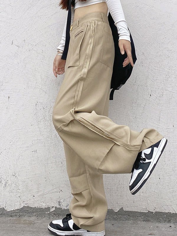 EMMIOL Pantalones de pierna recta con bolsillo del revés