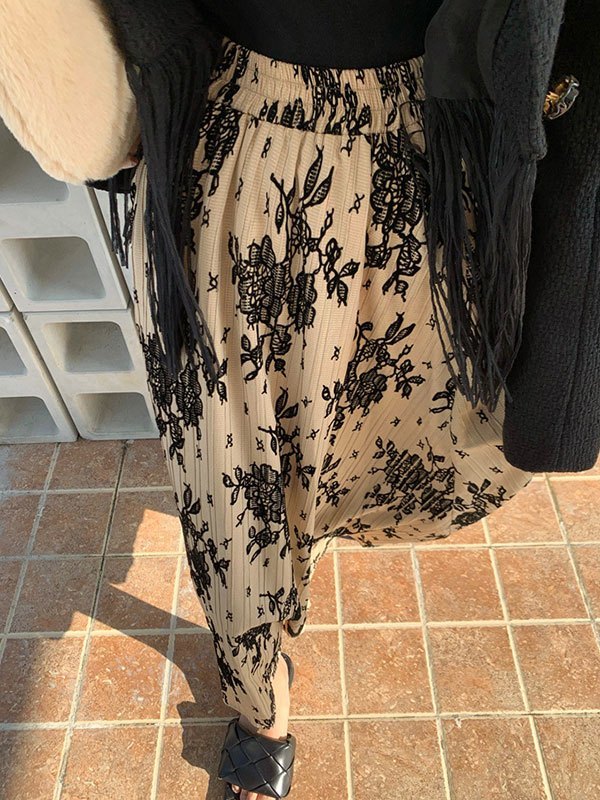 EMMIOL Falda midi con estampado floral vintage