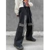EMMIOL Washed Patchwork Boyfriend Jeans