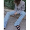 EMMIOL Jeans acampanados de cintura alta lavados