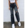 EMMIOL High Waist Knee Ripped Jeans