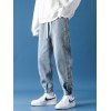 EMMIOL Jeans tipo jogger con botones lavados y recortados para hombre