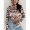 EMMIOL Marble Print Long Sleeve Crop Top