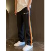 EMMIOL Pantalón jogger con logo a rayas arcoíris para hombre