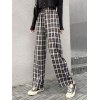 EMMIOL Pantalones rectos con estampado de cuadros