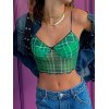 EMMIOL Checkered Mesh Crop Cami Top