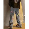 EMMIOL Vaqueros de skate con bordado de notas musicales para hombre