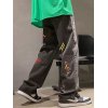 EMMIOL Vaqueros de skate con bordado de notas musicales para hombre