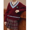 EMMIOL V Neck Preppy Cable Knit Sweater