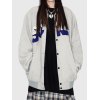 EMMIOL Corduroy Toweling Embroidered Varsity Jacket