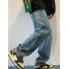 EMMIOL Jeans de skate con botones y patchwork para hombre