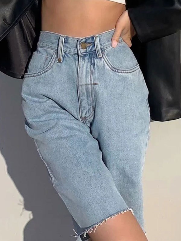 EMMIOL High Waist Bermuda Denim Shorts