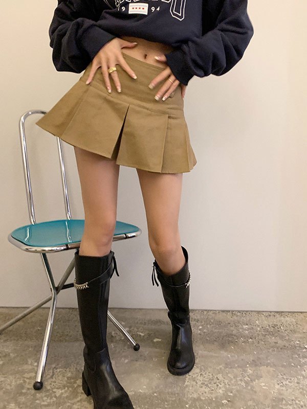 EMMIOL High Waist Pleated Mini Skirt