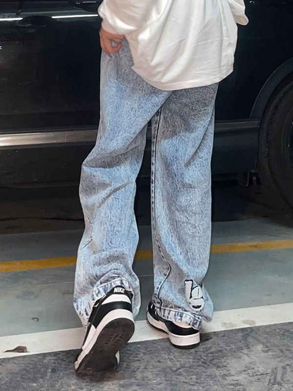 Emmiol Free shipping 2023 Men's Toweling Embroidery Straight Leg Jeans