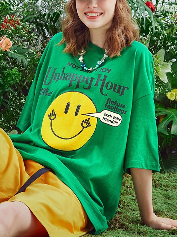 EMMIOL Smiling Face Graphic Couple Tee