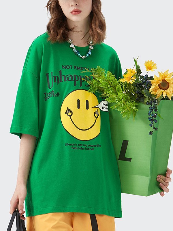EMMIOL Smiling Face Graphic Couple Tee