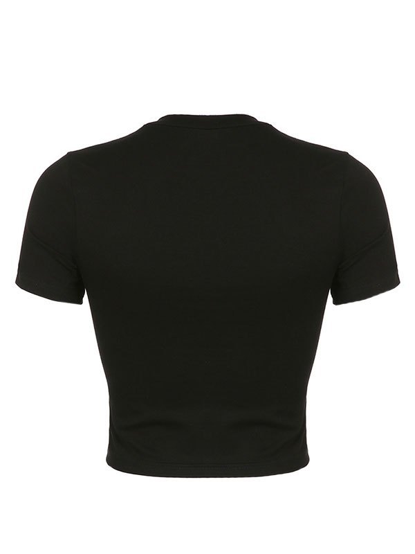 EMMIOL Rhinestone Heart Wing Graphic Crop Top