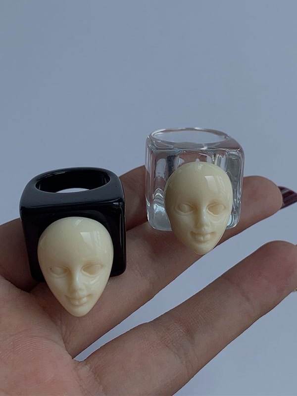 EMMIOL 10pcs Engraved Face Chunky Ring