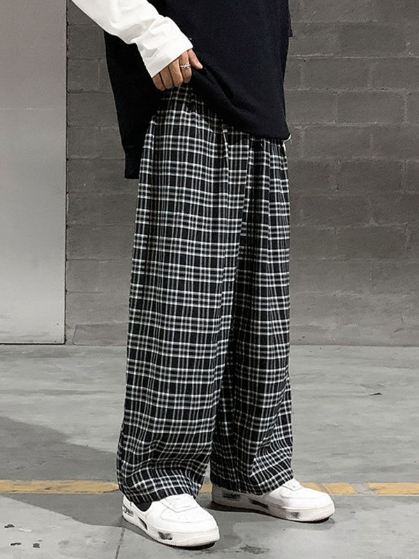 EMMIOL Pantalones casuales con estampado de cuadros para hombre